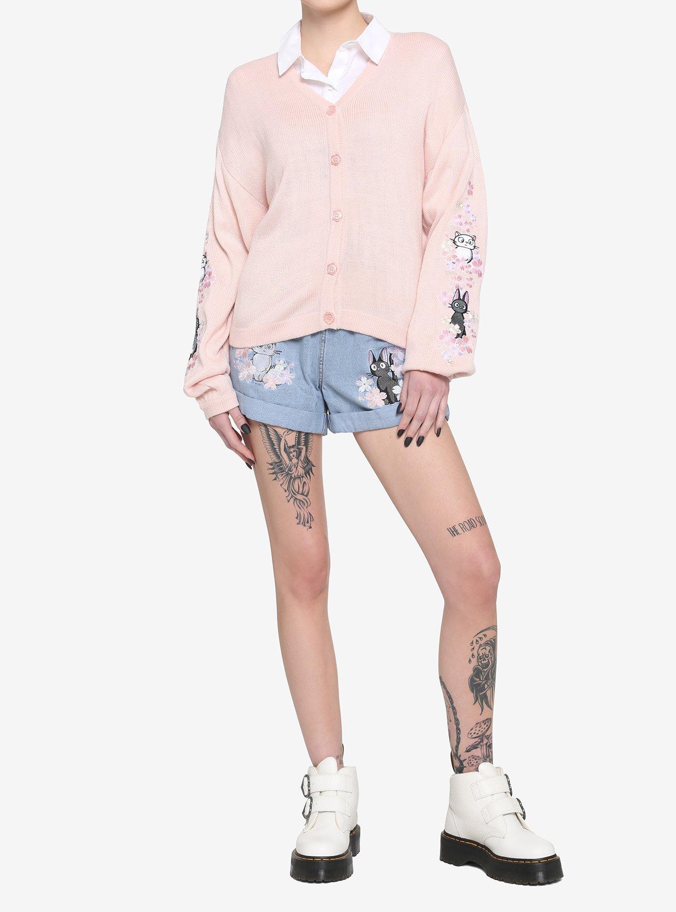 Studio Ghibli Kiki's Delivery Service Jiji & Lily Skimmer Girls Cardigan, MULTI, alternate