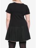 Black Heart Buttons Girls Crop T-Shirt Plus Size, BLACK, alternate