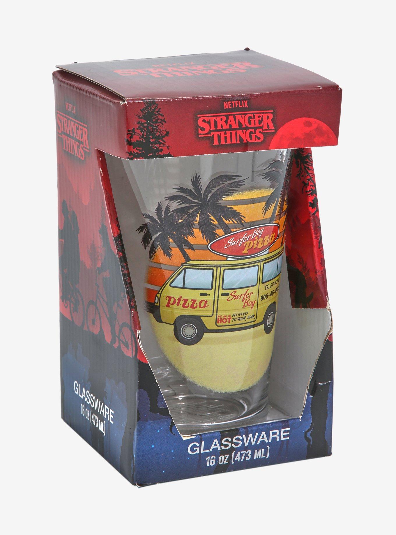 Stranger Things Surfer Boy Pizza Delivery Van Pint Glass, , alternate
