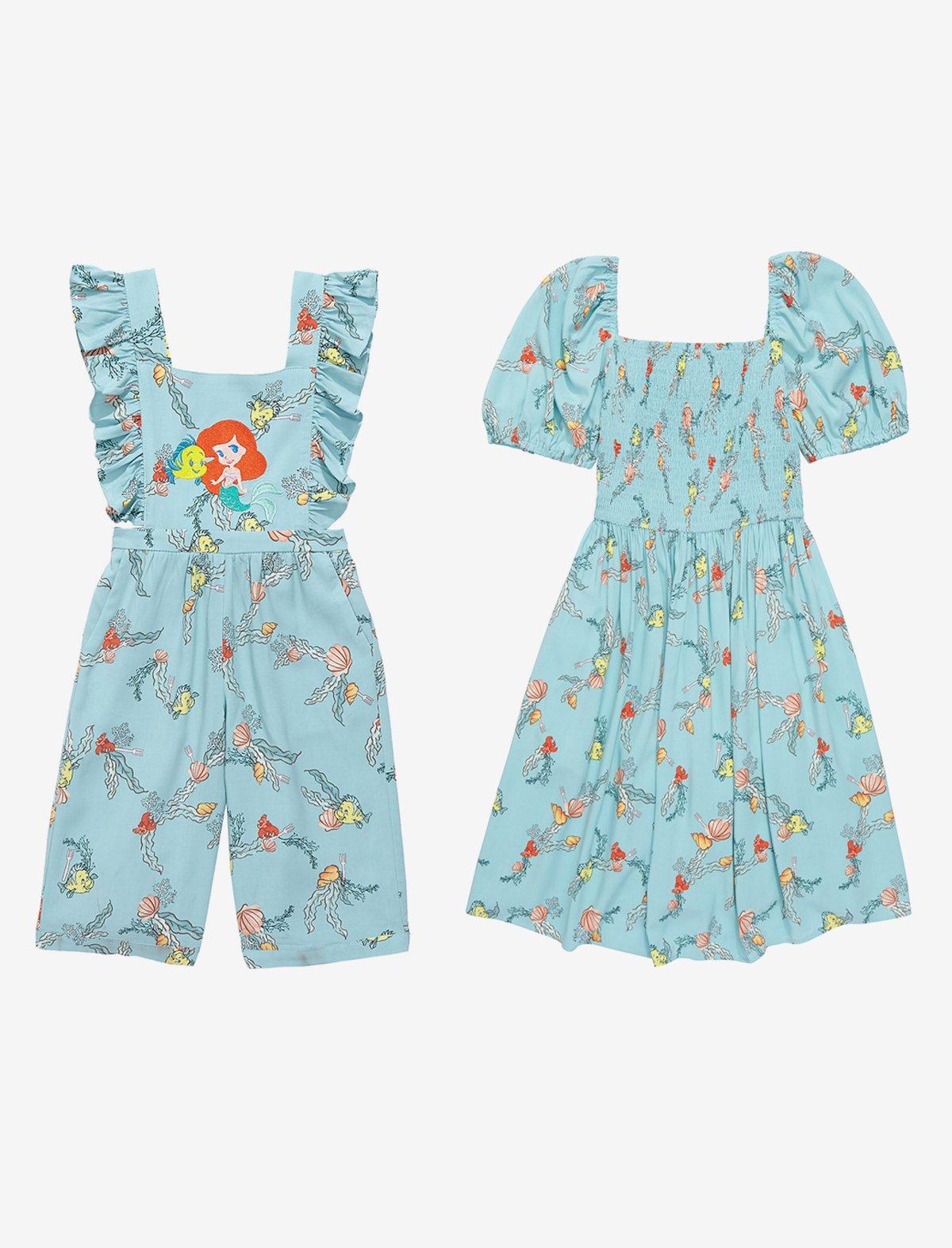 Disney The Little Mermaid Sea Flowers & Shells Smocked Dress - BoxLunch Exclusive, TEAL, alternate