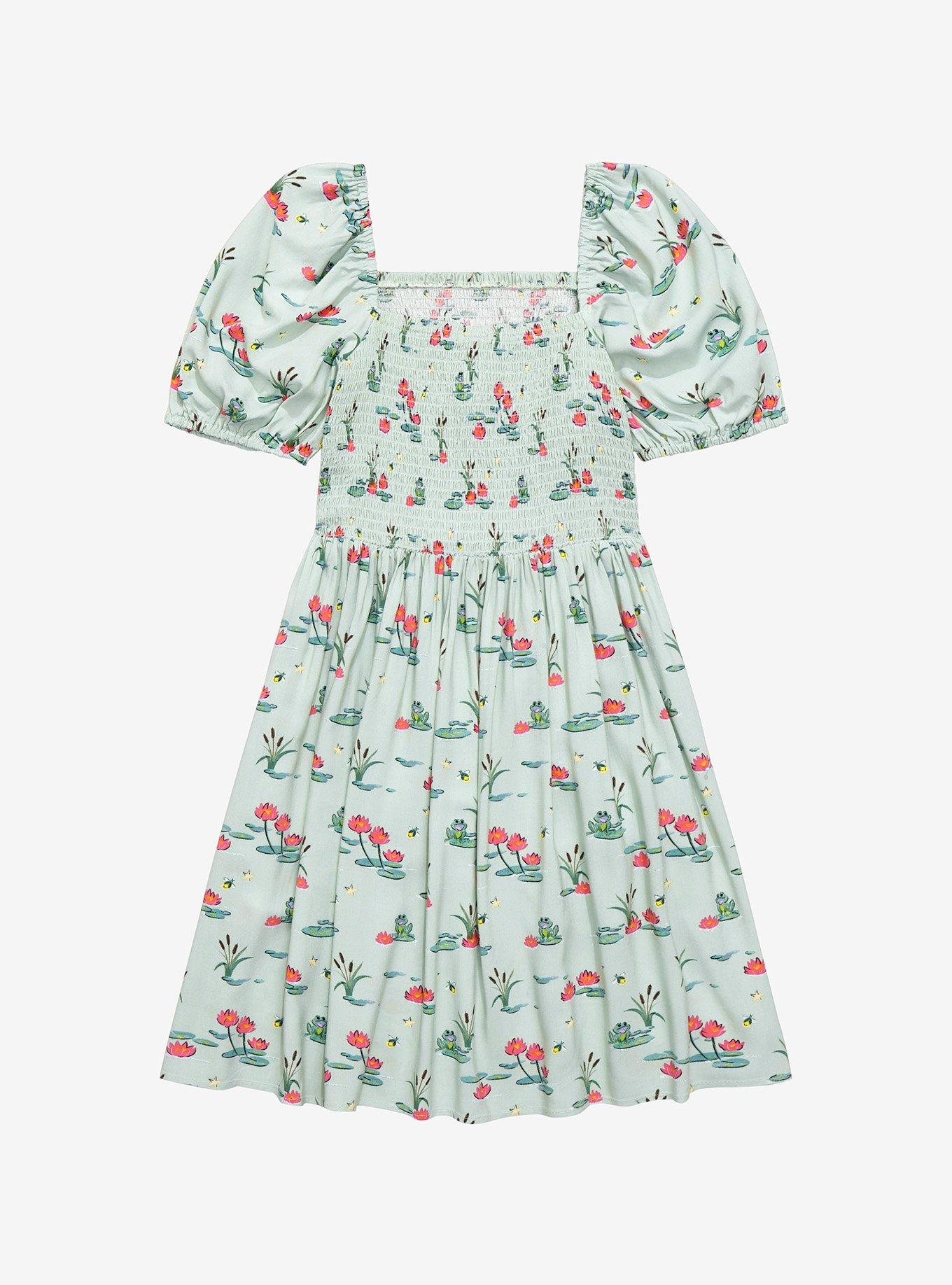 Disney The Princess and the Frog Lily Pads & Flowers Smocked Dress - BoxLunch Exclusive, LIGHT GREEN, alternate