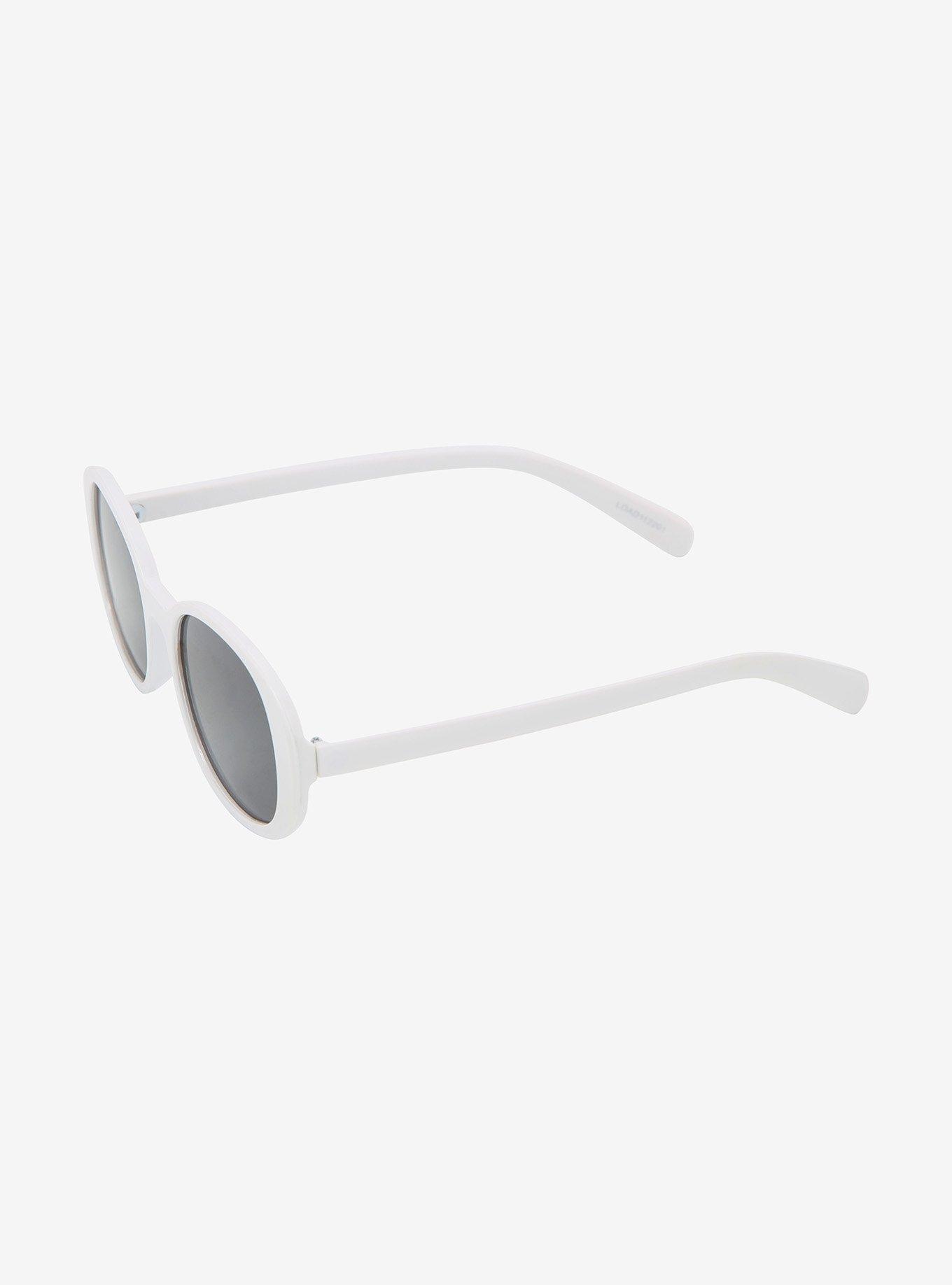 Large White Oval Sunglasses, , alternate