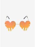 Orange Heart Drip Mirrored Sunglasses, , alternate