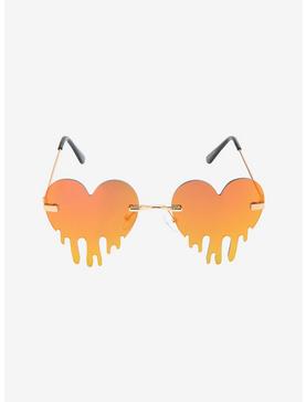 Orange Heart Drip Mirrored Sunglasses, , hi-res