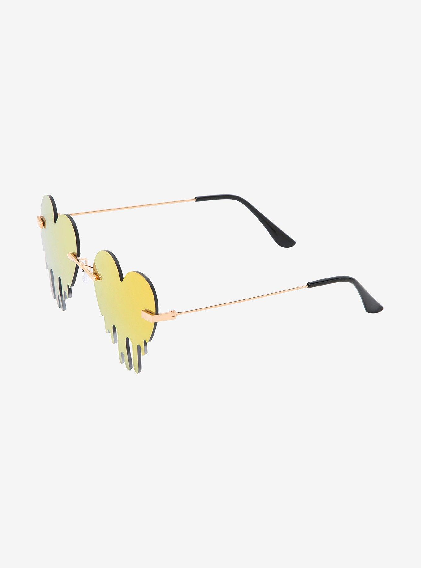 Orange Heart Drip Mirrored Sunglasses, , alternate