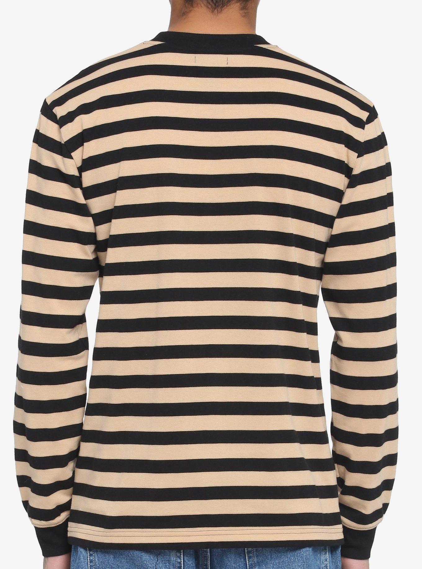 Brown & Black Stripe Long-Sleeve T-Shirt, SAND, alternate