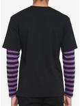 Black & Purple Stripe Sleeve Twofer Long-Sleeve T-Shirt, BLACK  PURPLE, alternate