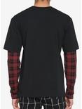 Black & Red Plaid Sleeve Twofer Long-Sleeve T-Shirt, BLACK  RED, alternate