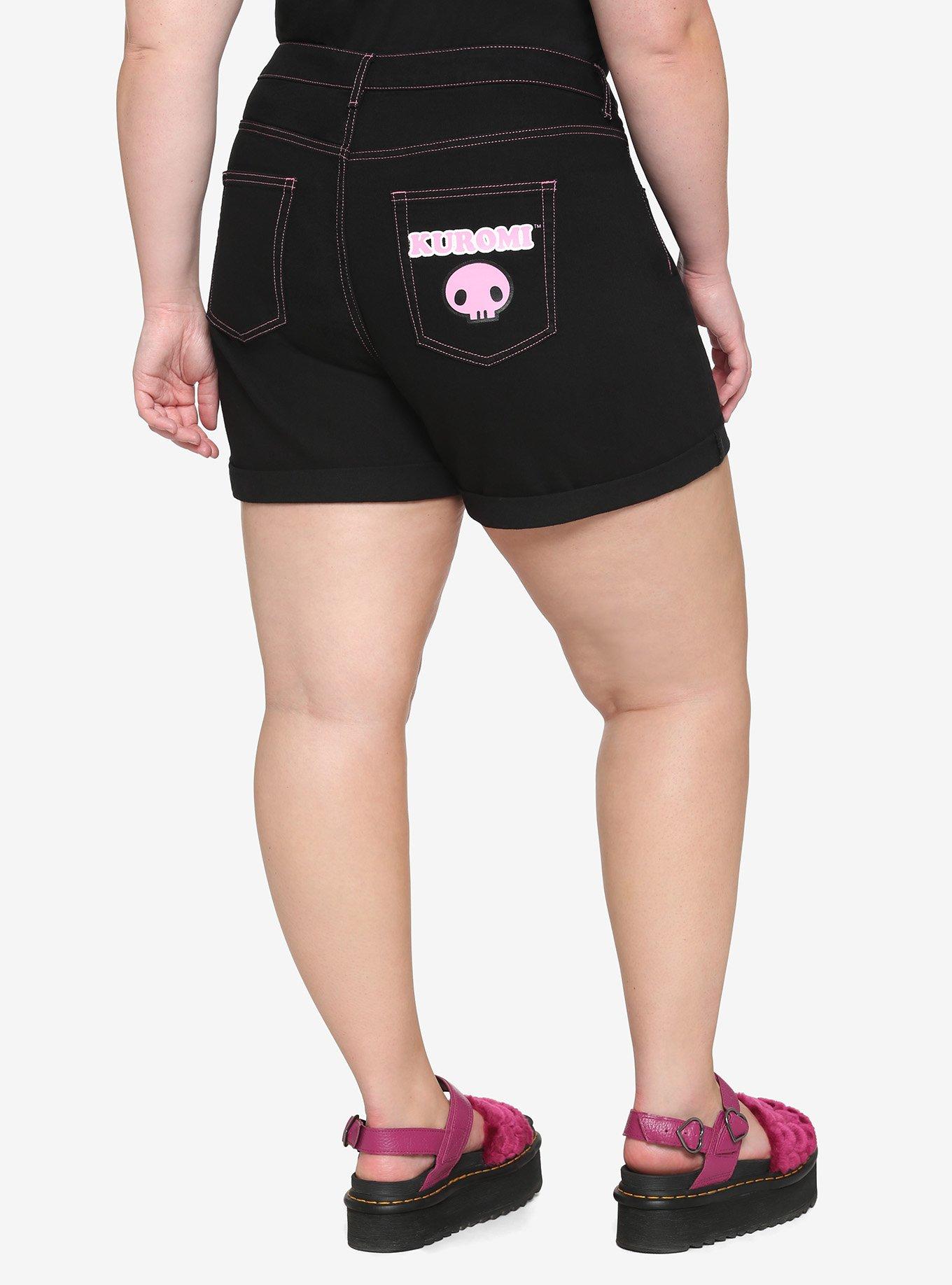 Kuromi Contrast Stitch Mom Shorts Plus Size, MULTI, alternate