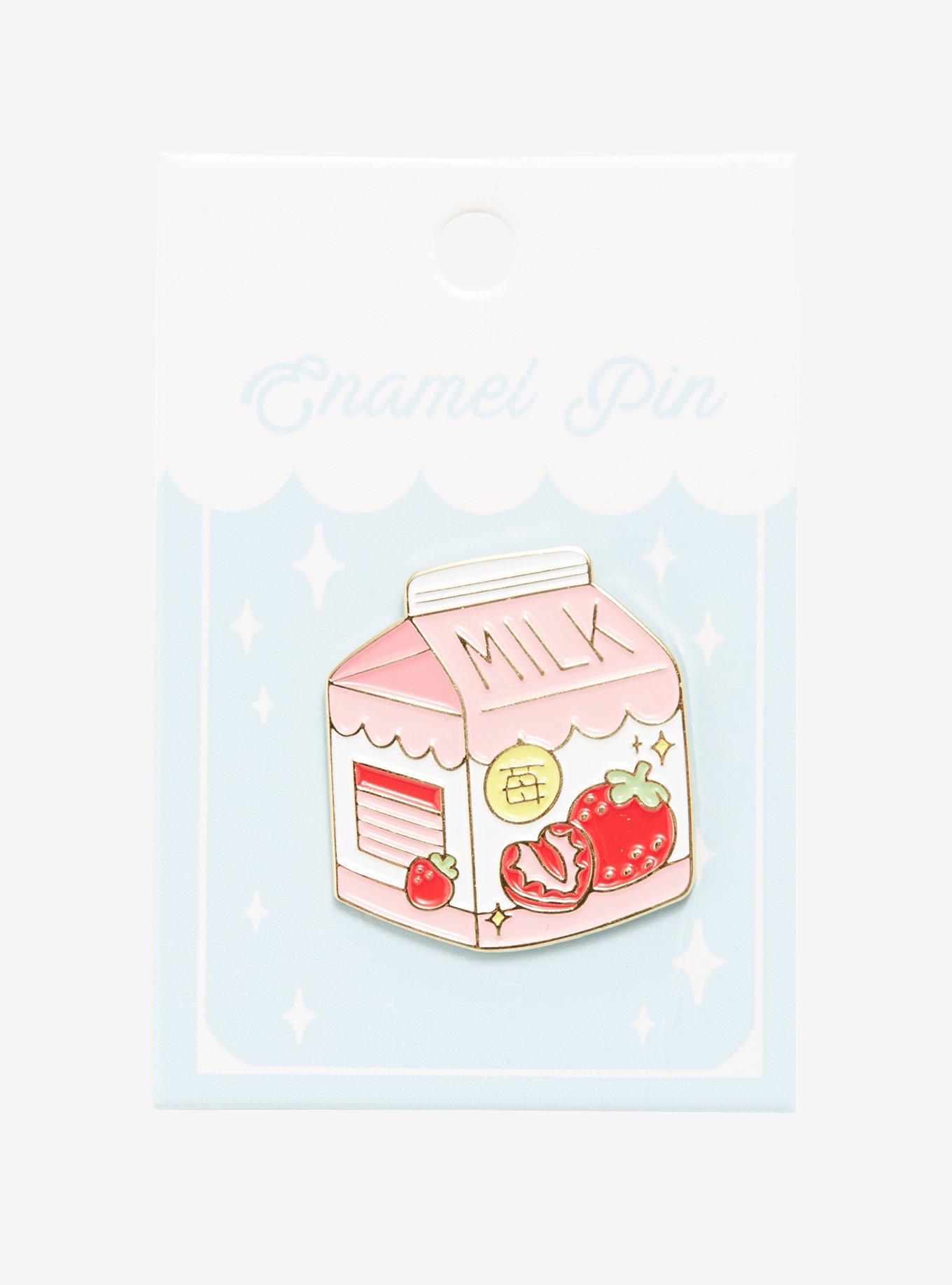 Strawberry Milk Carton Enamel Pin, , alternate