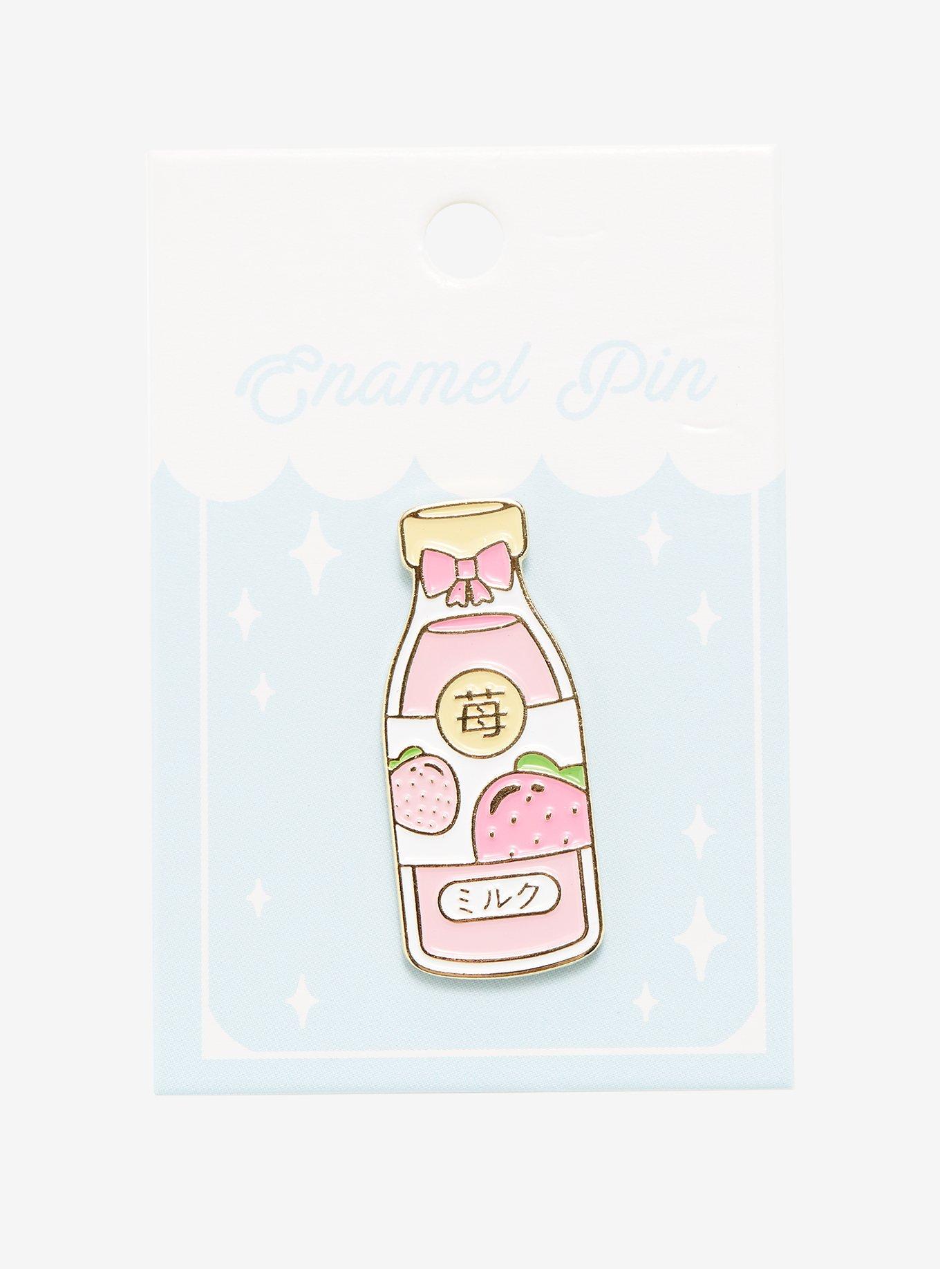 Strawberry Milk Bottle Enamel Pin, , alternate