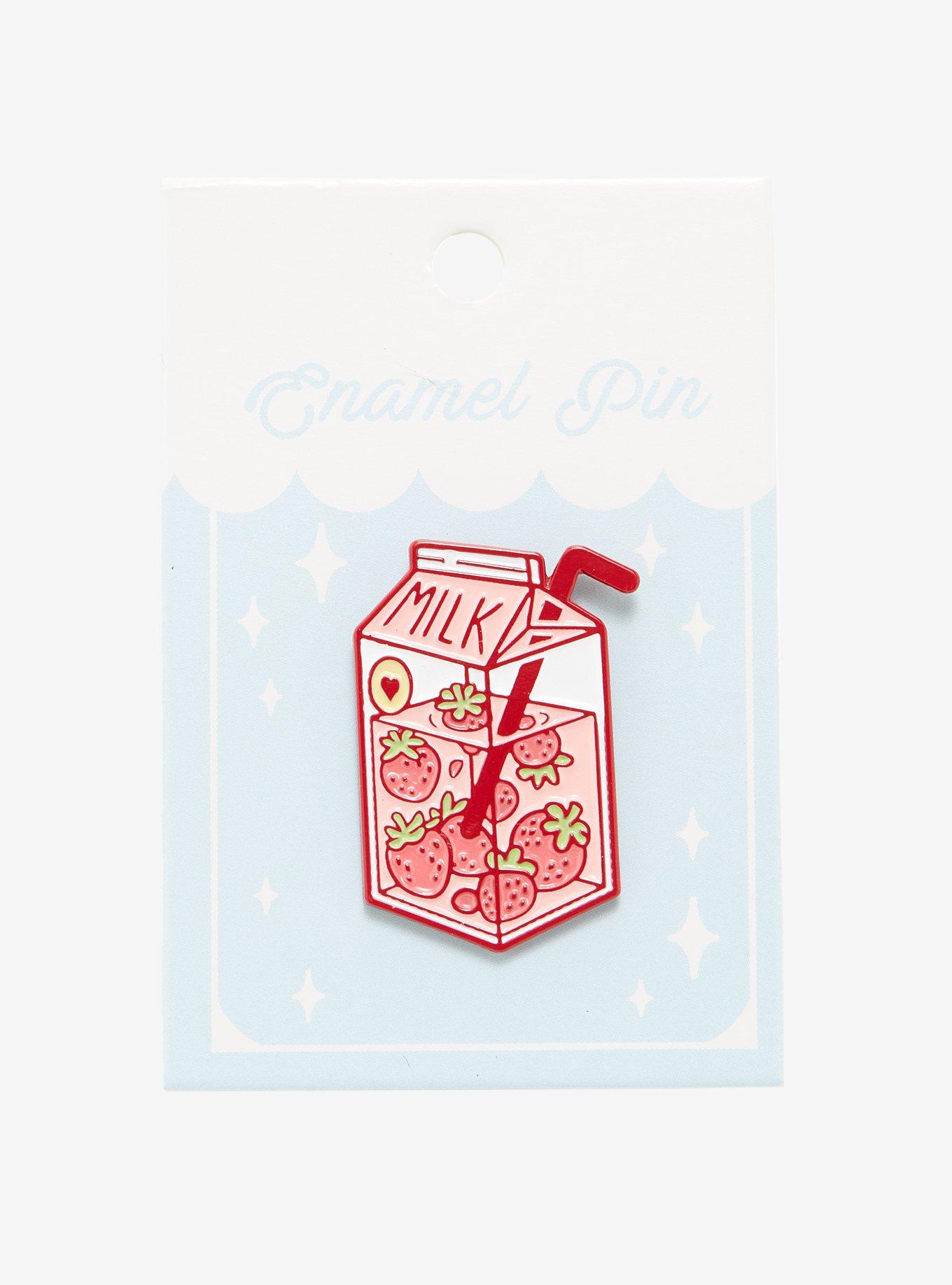 Strawberry Milk Carton Enamel Pin, , alternate