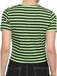 Black & Green Alien Girls Crop Baby T-Shirt, STRIPE - GREEN, alternate