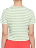 Frog Mushroom Stripe Girls Crop Baby T-Shirt, STRIPE - GREEN, alternate