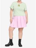 Frog Mushroom Stripe Girls Crop Baby T-Shirt Plus Size, , alternate