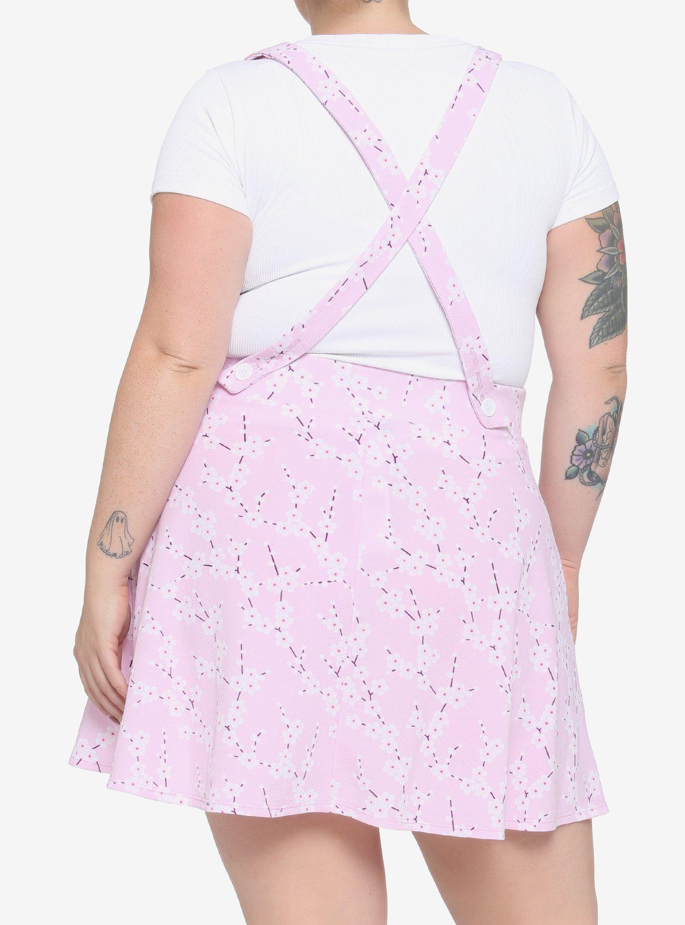Pink Sakura Suspender Skirt Plus Size, PINK, alternate