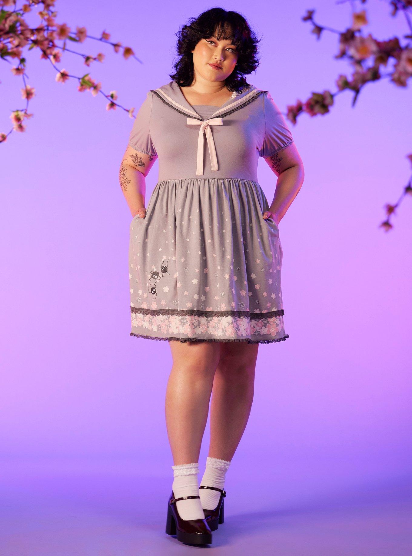 Studio Ghibli Spirited Away Cherry Blossoms Sailor Dress Plus Size, , alternate