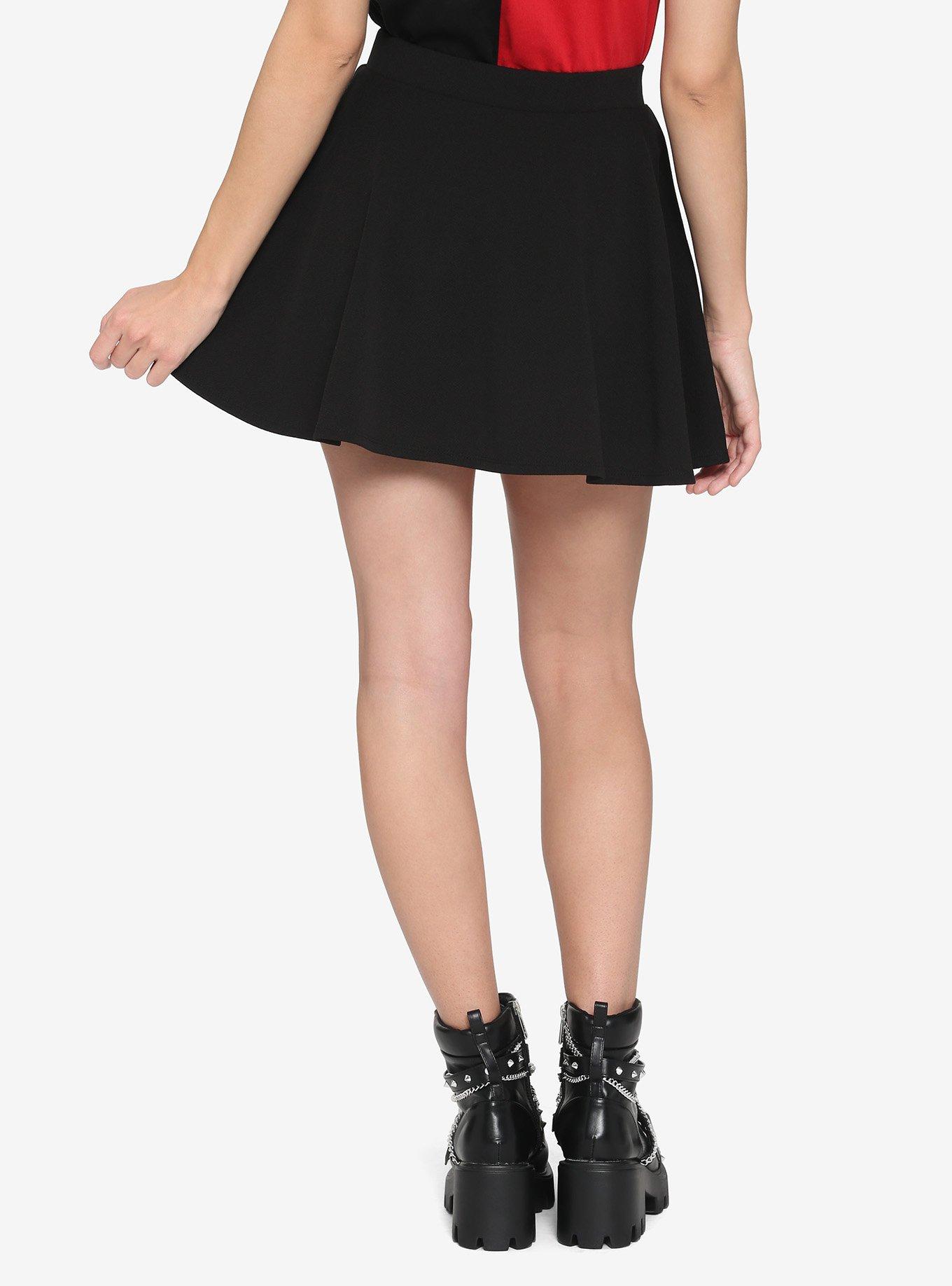 Black Hook-And-Eye Skater Skirt, BLACK, alternate