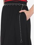 Black Heart Chain Belt Slit Maxi Skirt, BLACK, alternate