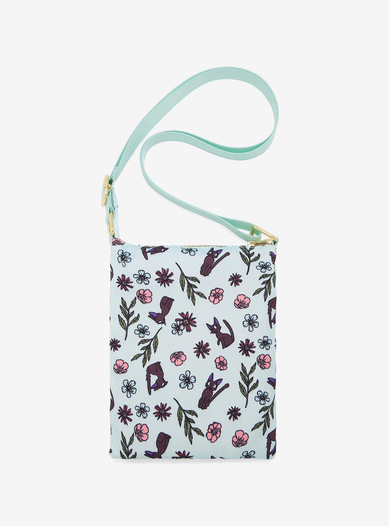 Studio Ghibli Kiki's Delivery Service Jiji Floral Passport Crossbody Bag, , alternate
