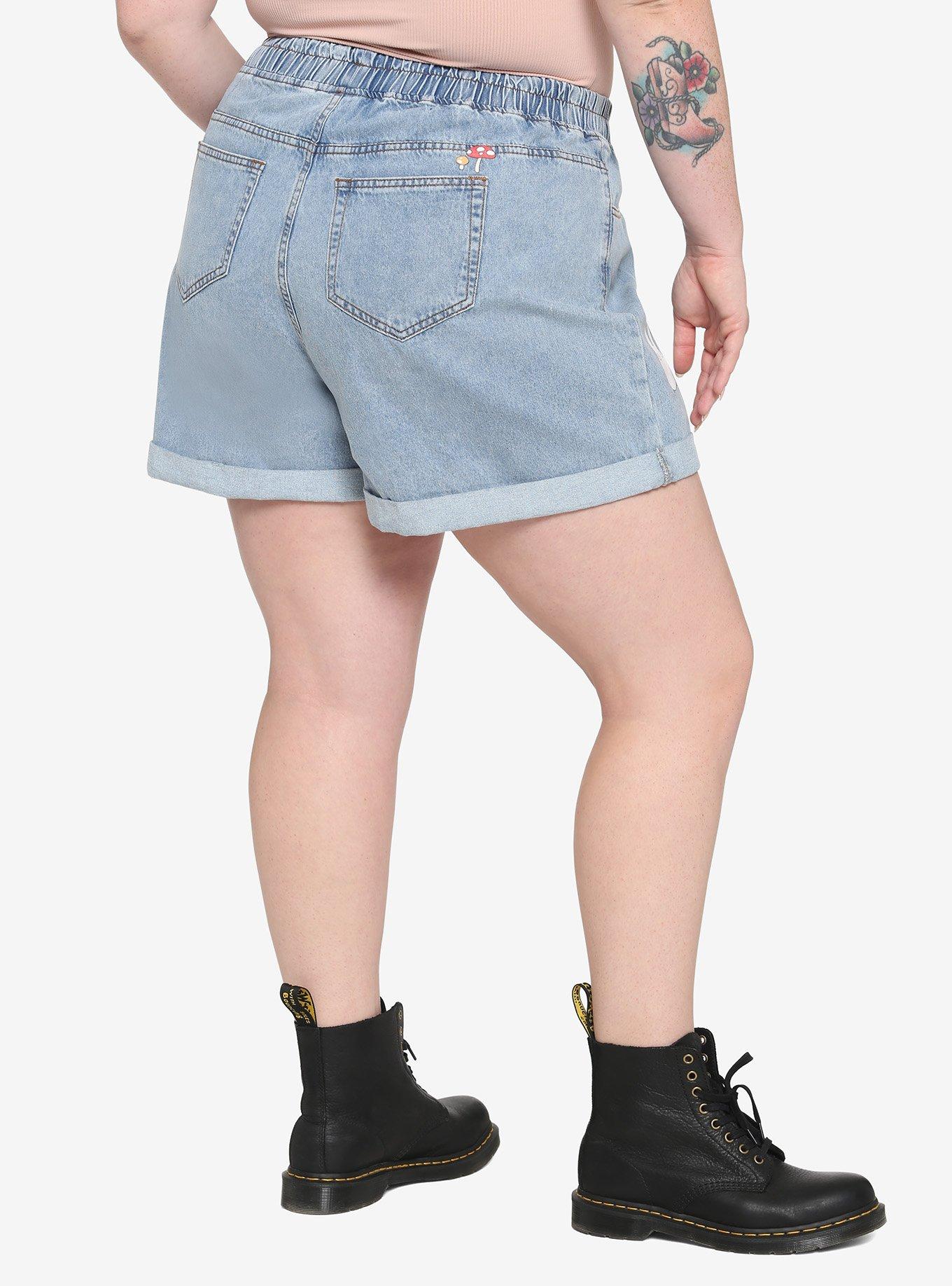 Studio Ghibli My Neighbor Totoro Elastic High-Waisted Denim Shorts Plus Size, MULTI, alternate