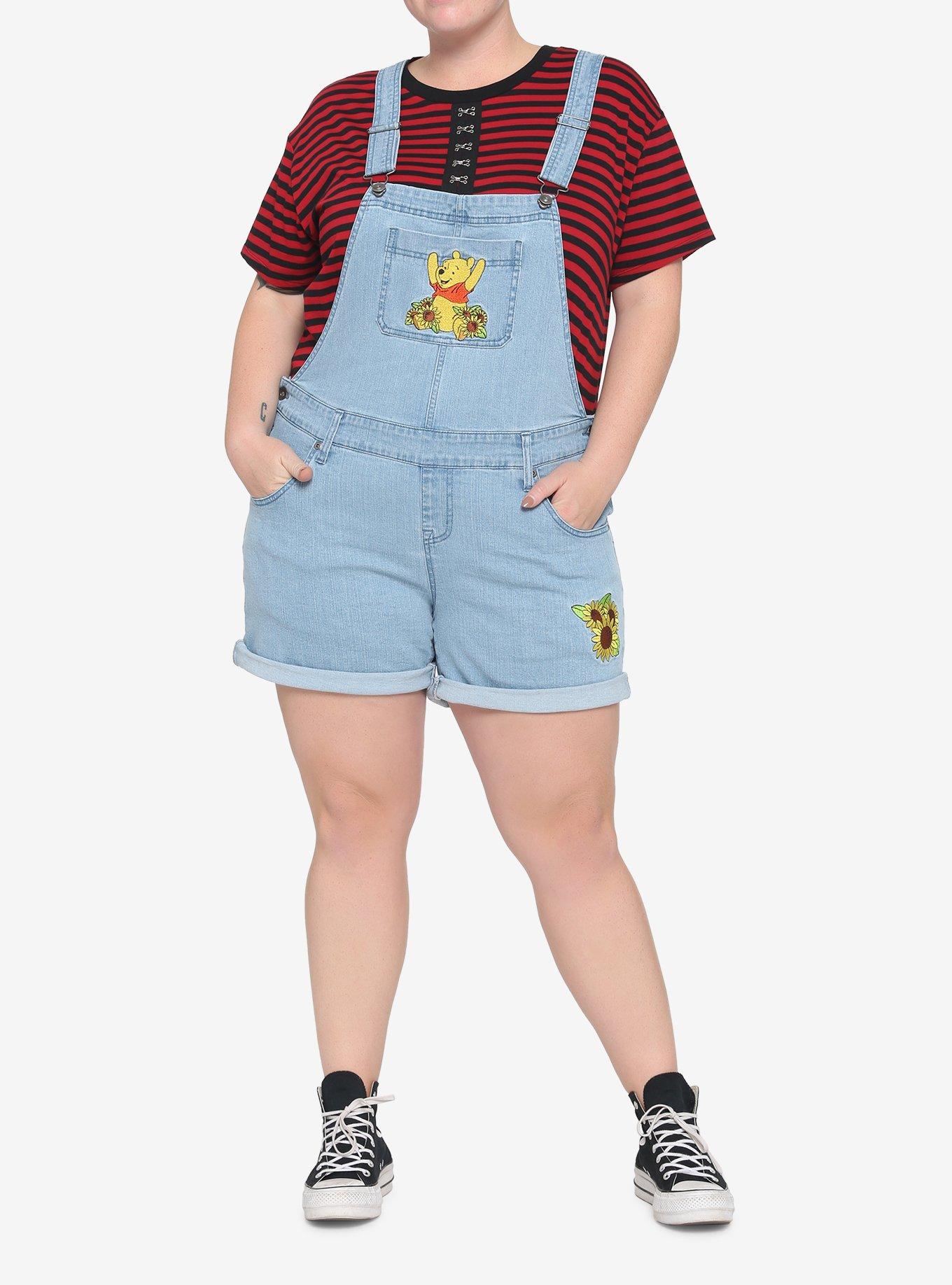Disney Winnie The Pooh Sunflowers Shortalls Plus Size, MULTI, alternate
