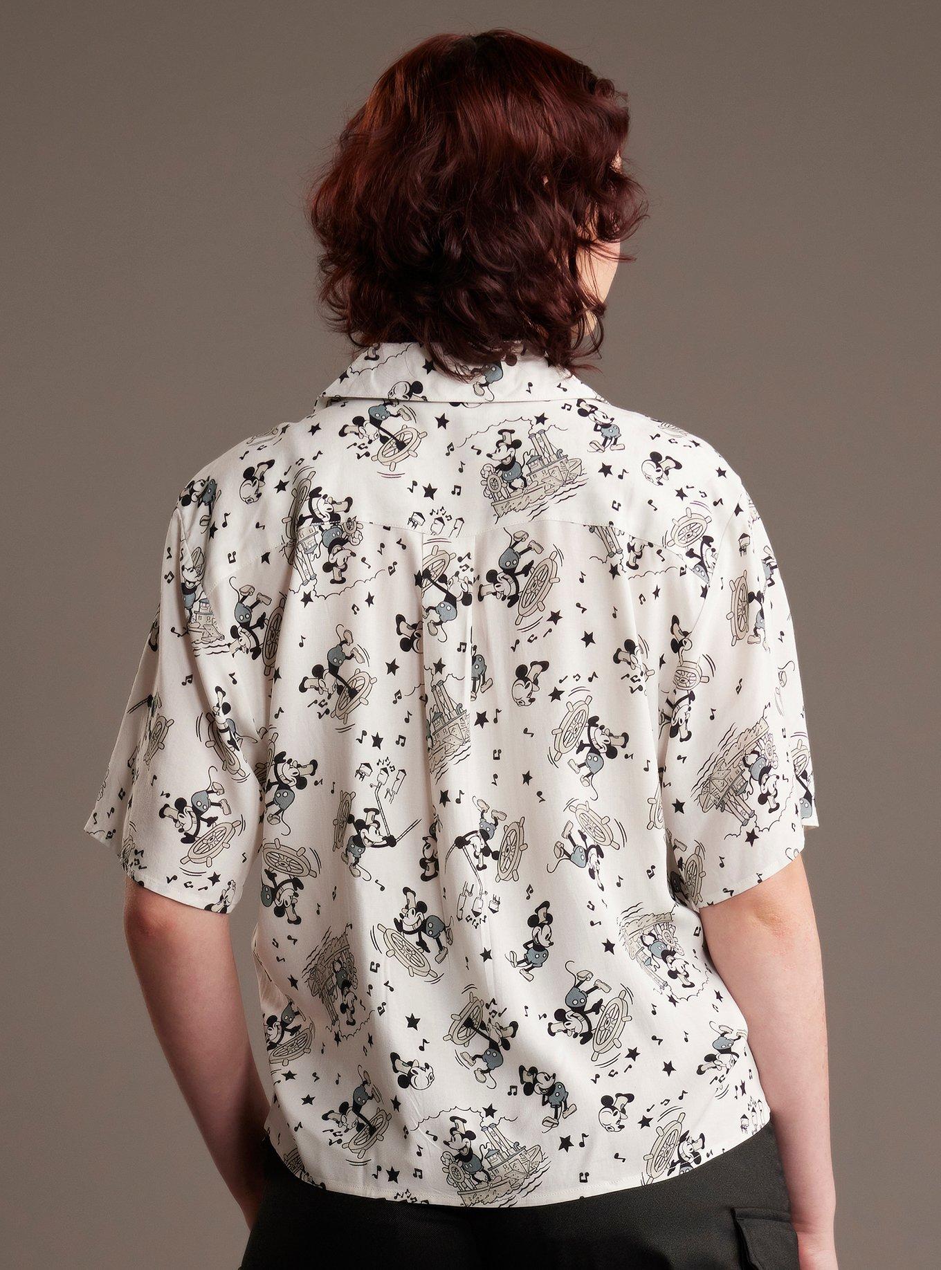 Her Universe Disney Steamboat Willie Girls Woven Button-Up, GREY, alternate