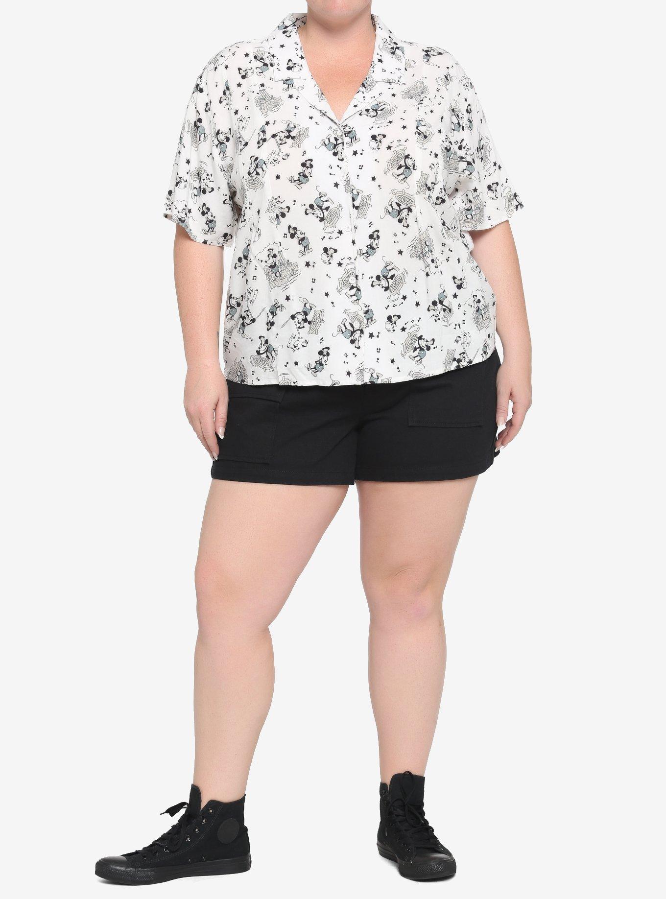 Her Universe Disney Steamboat Willie Girls Woven Button-Up Plus Size, GREY, alternate