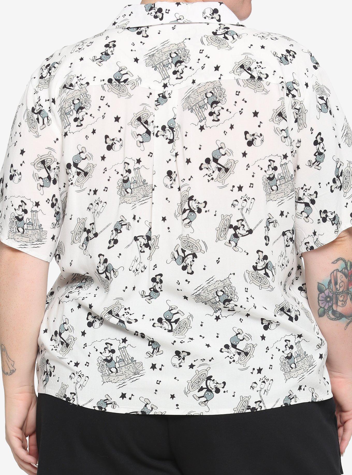 Her Universe Disney Steamboat Willie Girls Woven Button-Up Plus Size, GREY, alternate