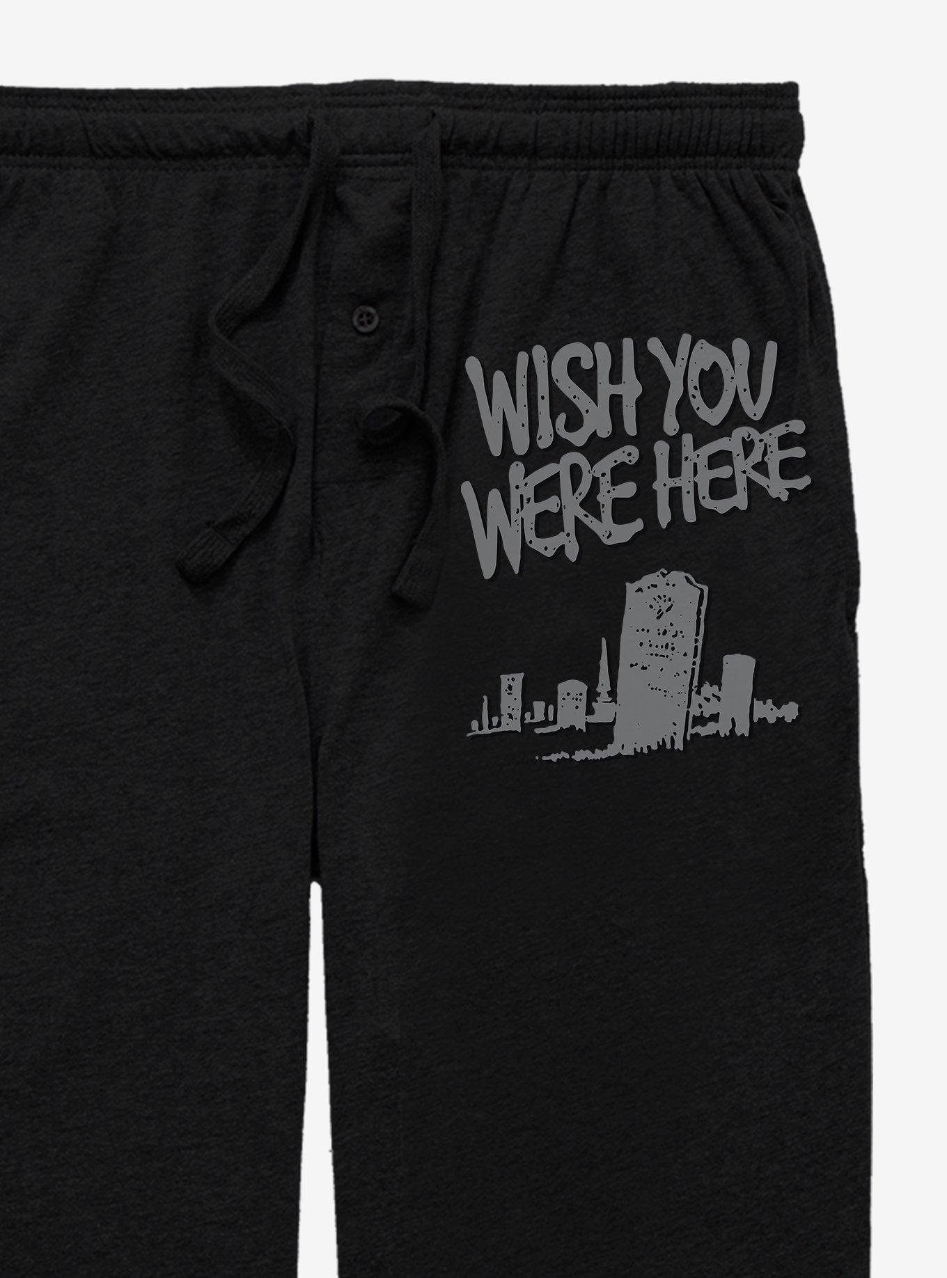 Halloween Wish You Were Here Cemetery Tombstone Pajama Pants, BLACK, alternate