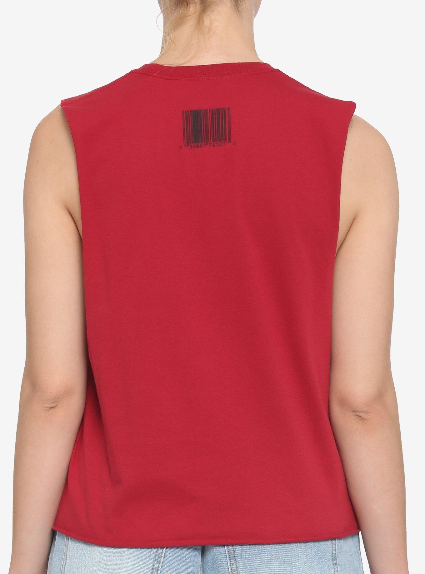 Slipknot Mirrored Goat Girls Crop Muscle Tank Top, RED, alternate