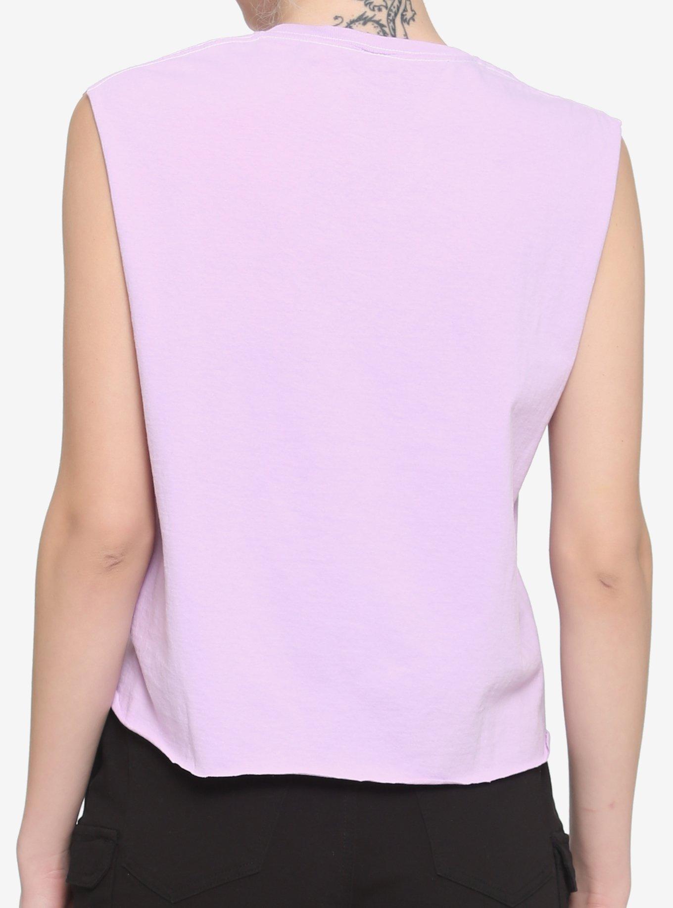 Selena Portrait Girls Crop Muscle Tank Top, LAVENDER, alternate