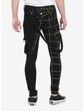 HT Denim Black & Green Split Grid Stinger Jeans, , hi-res