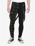 HT Denim Black & Green Split Grid Stinger Jeans, BLACK  GREEN, alternate