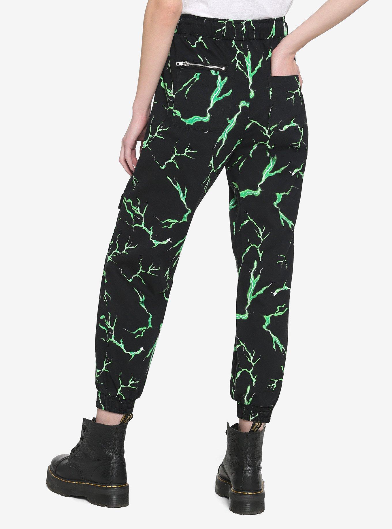 Green Lightning Girls Jogger Pants, BLACK, alternate