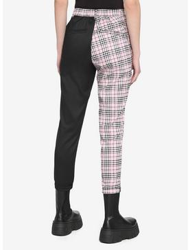Black & Pink Plaid Split Chain Pants, , hi-res