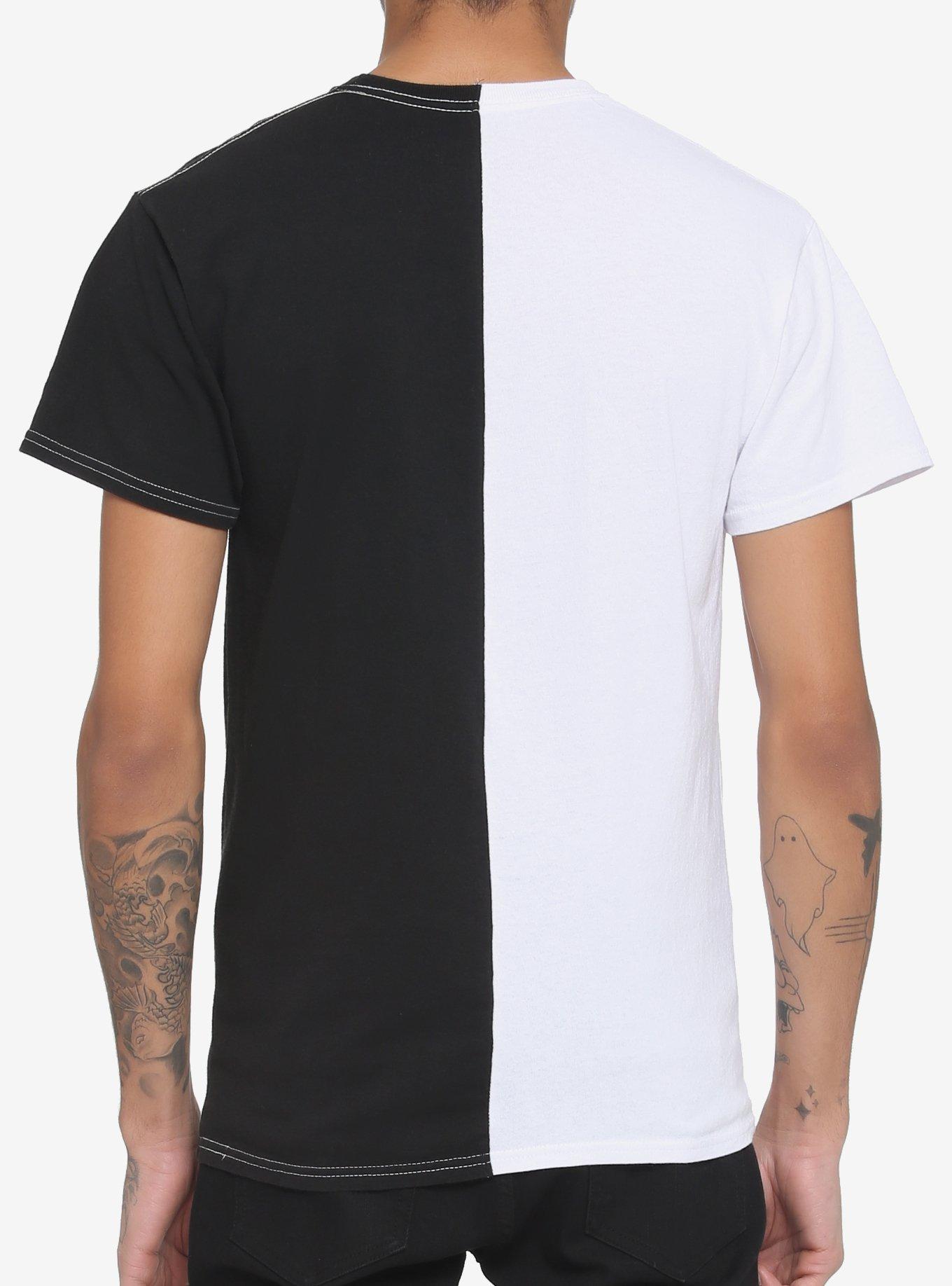Scream Ghost Face Black & White Split T-Shirt, MULTI, alternate