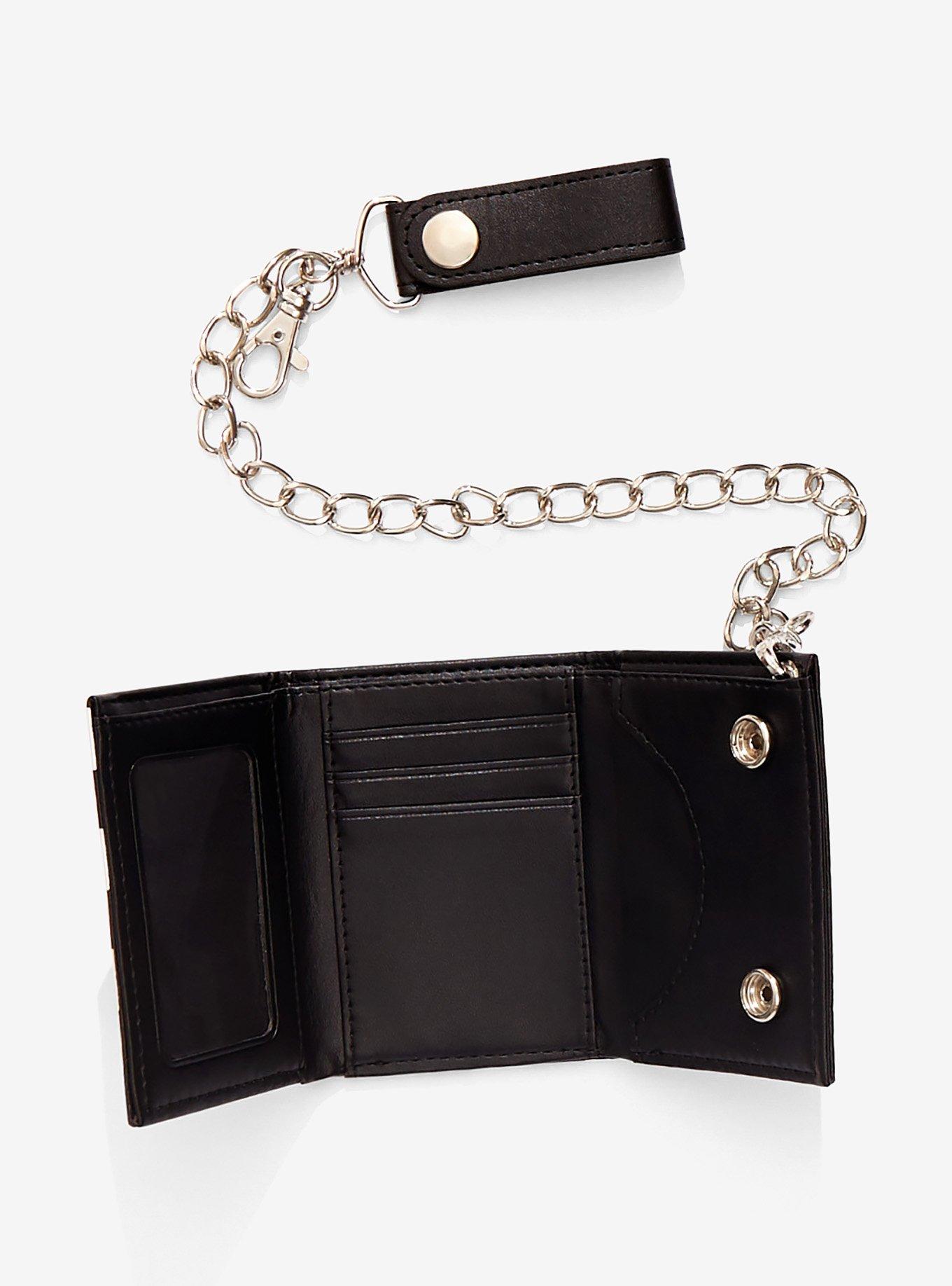 Black & White Checkered Trifold Chain Wallet, , alternate