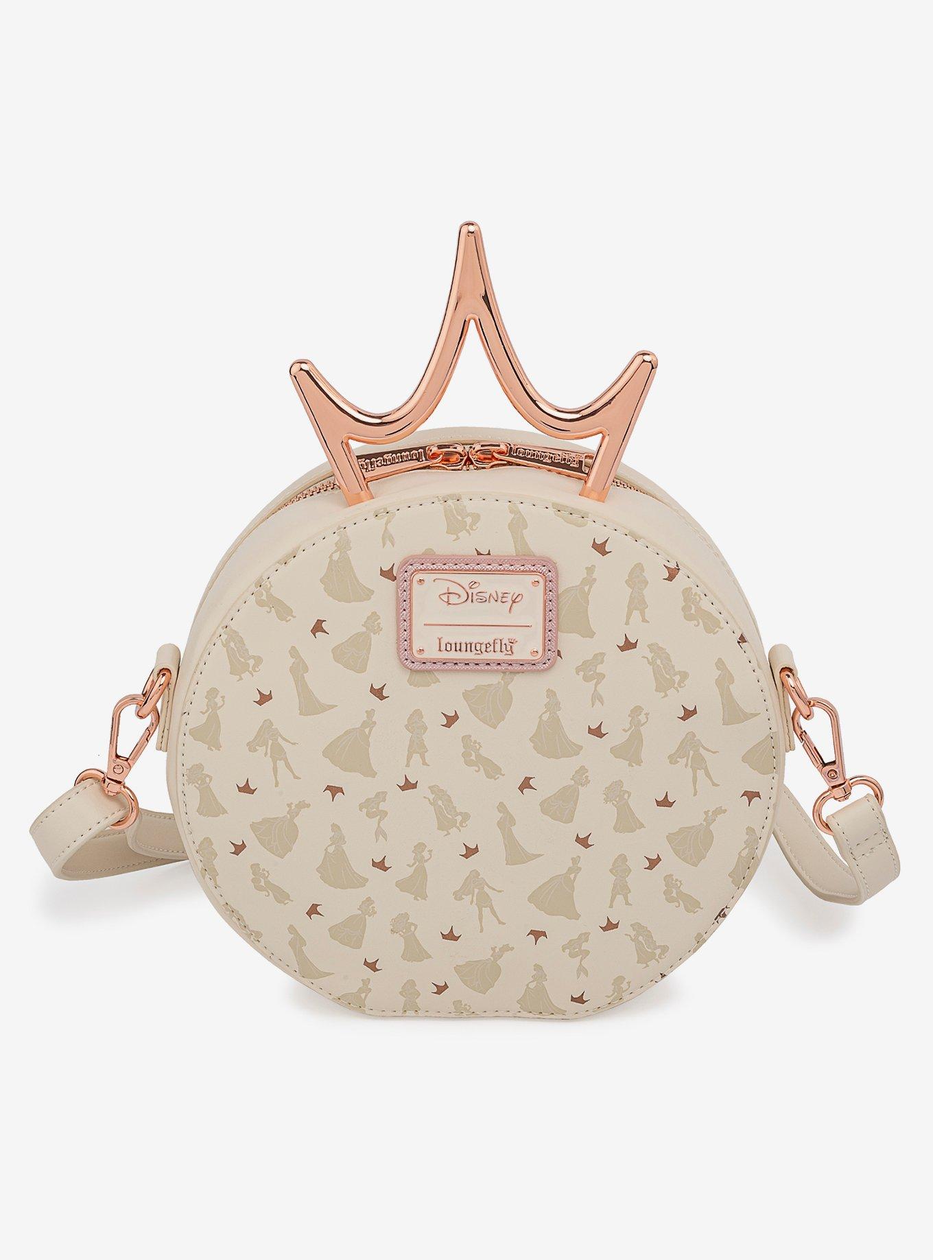 Loungefly Disney Princesses Crowns Allover Print Crossbody, , alternate