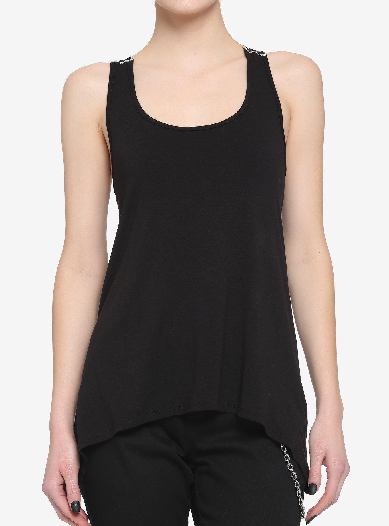 Lace Moth Shark Bite Girls Tank Top, BLACK, alternate