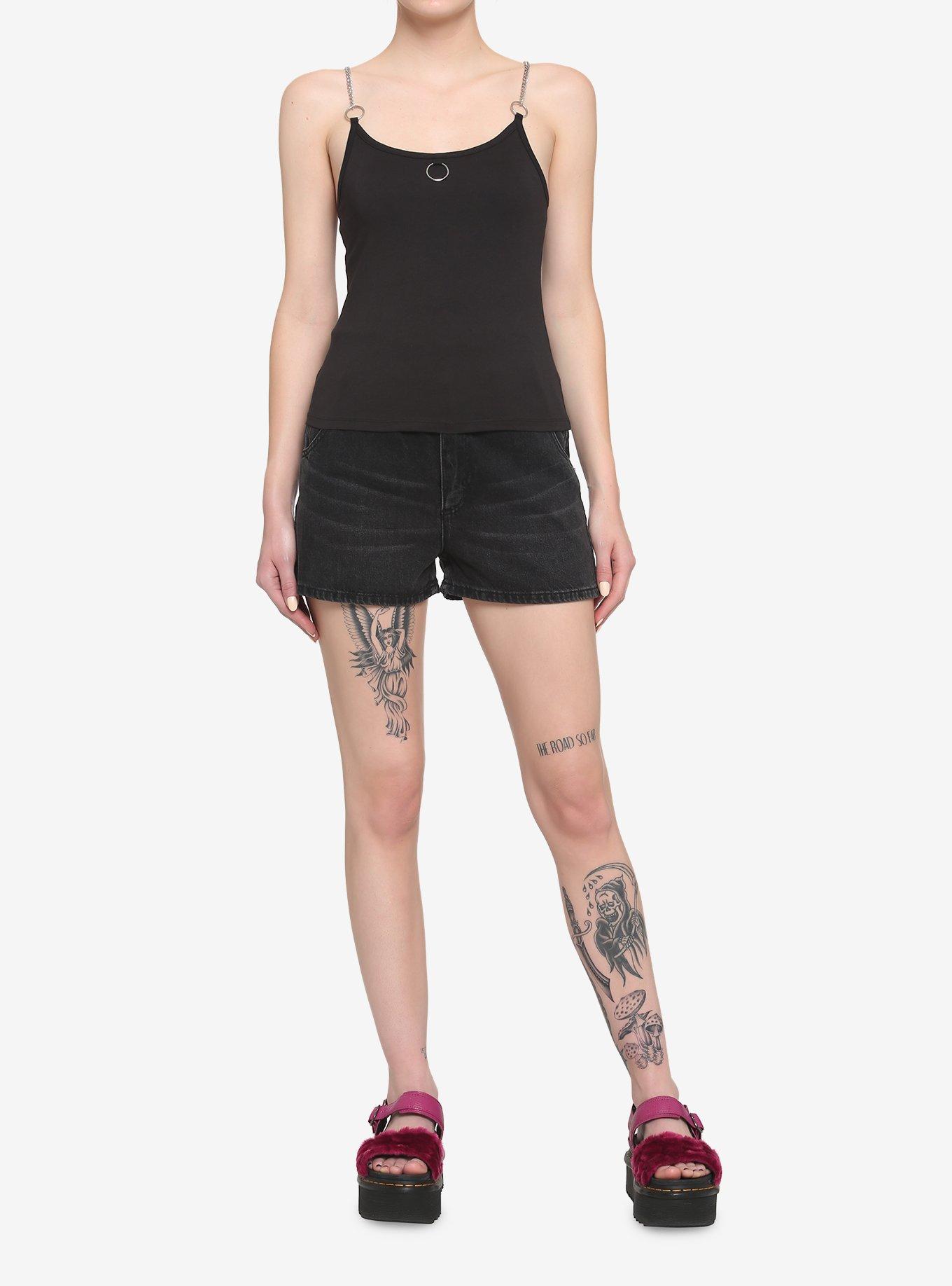 Black O-Ring Chain Strap Girls Cami, BLACK, alternate