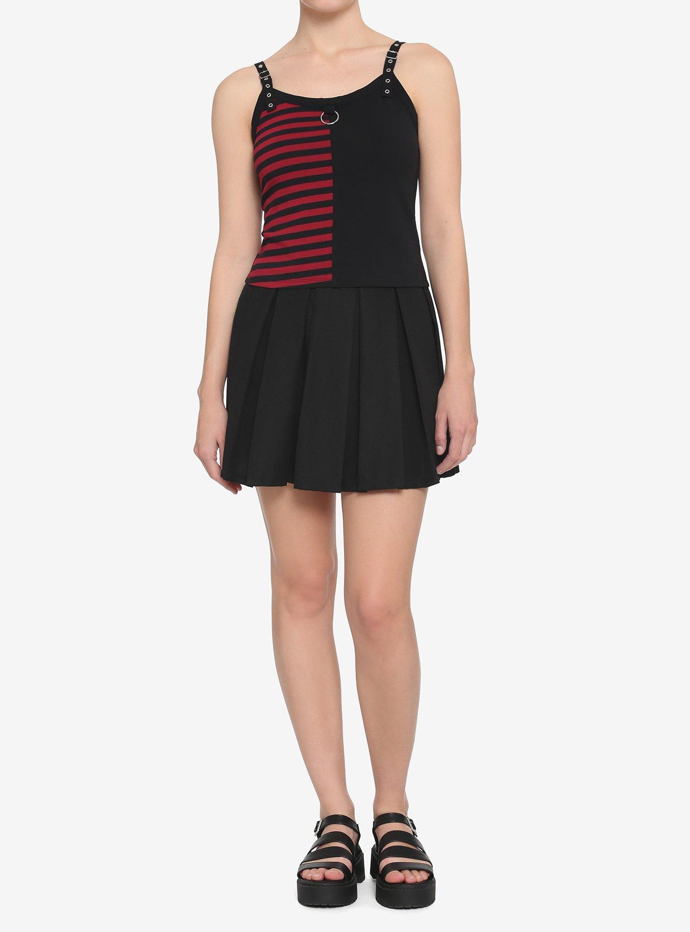 Red & Black Stripe Split Girls Cami, STRIPES - RED, alternate