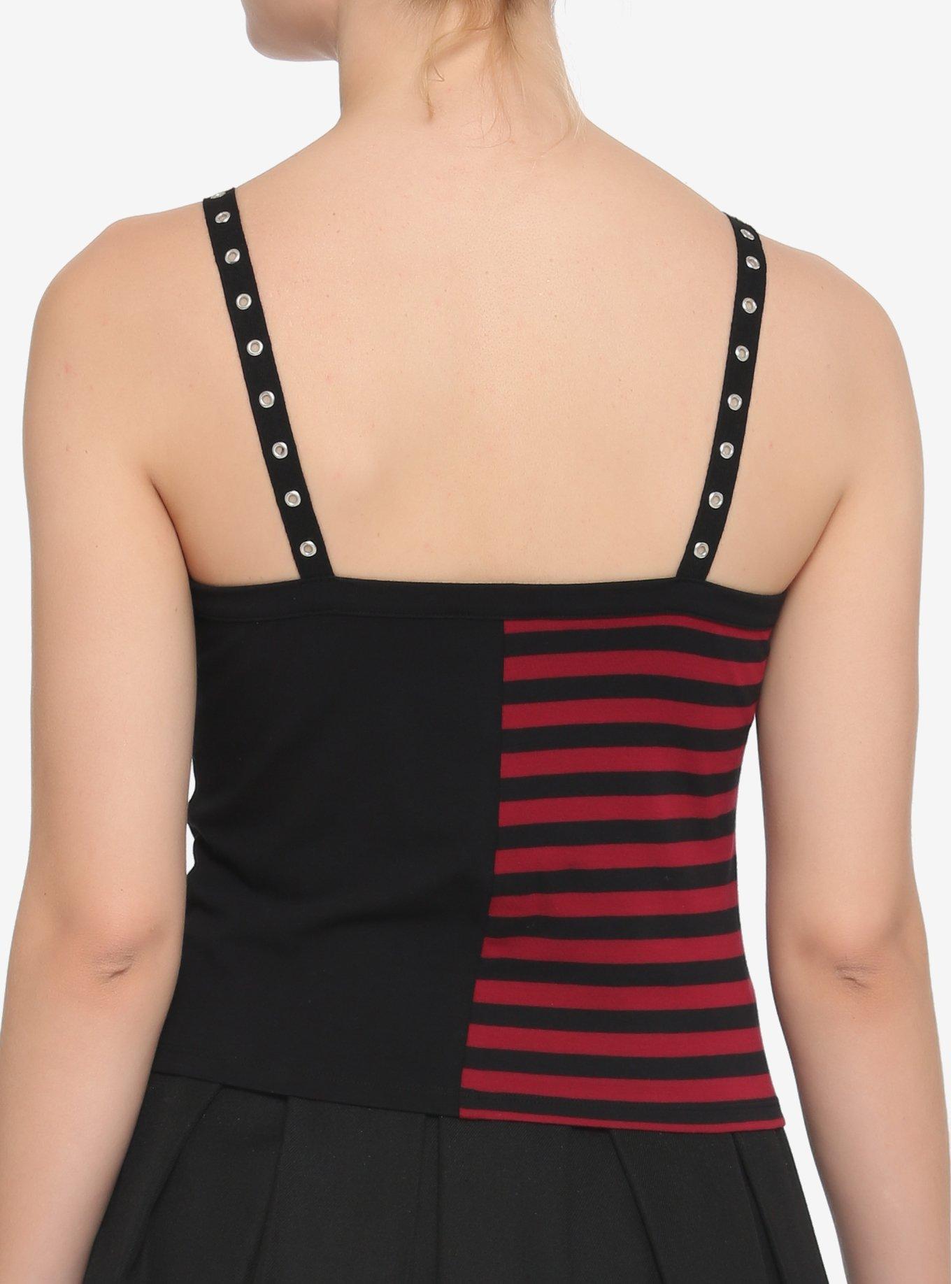 Red & Black Stripe Split Girls Cami, STRIPES - RED, alternate