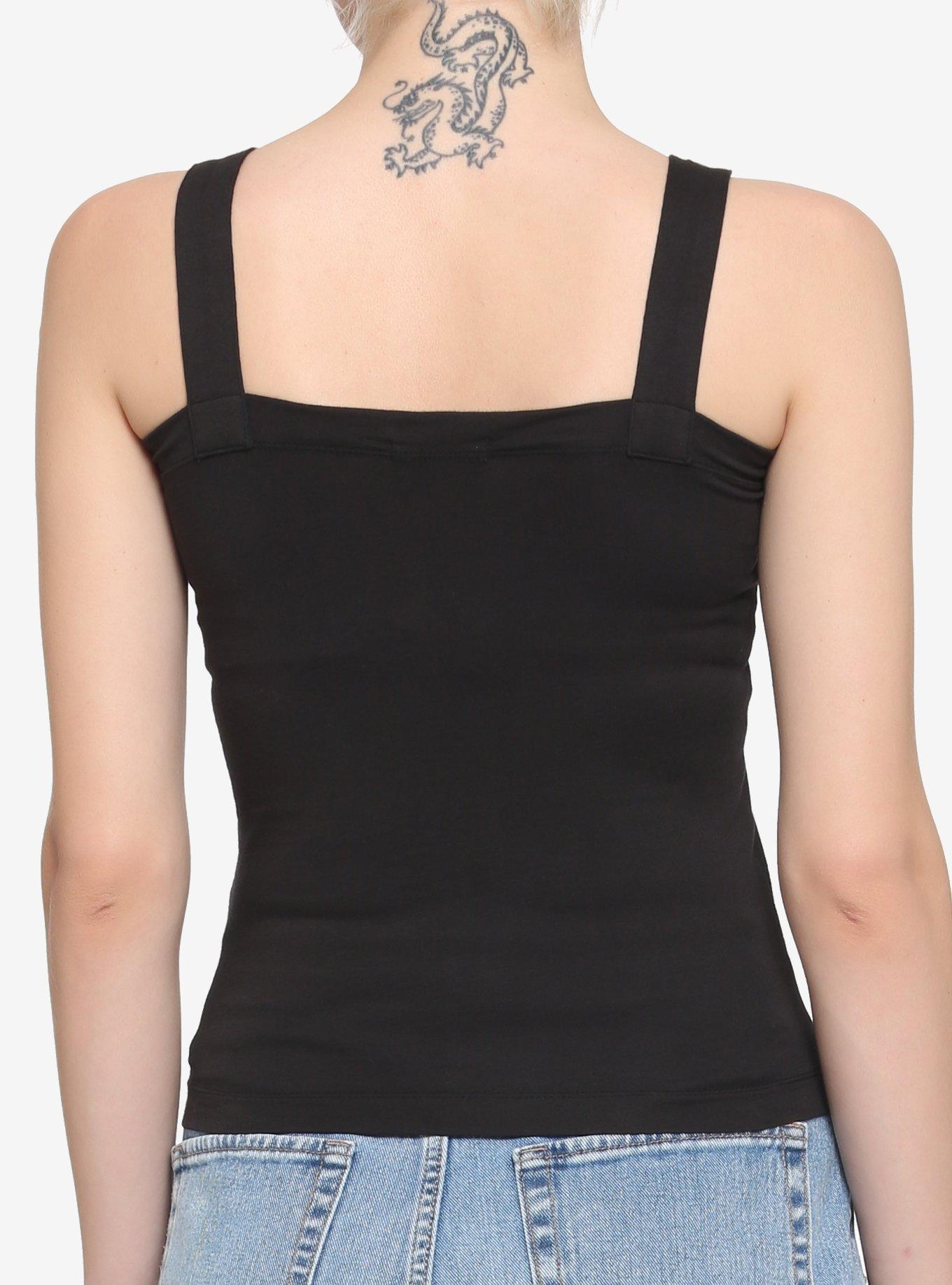 Black Heart Strap Girls Tank Top, BLACK, alternate