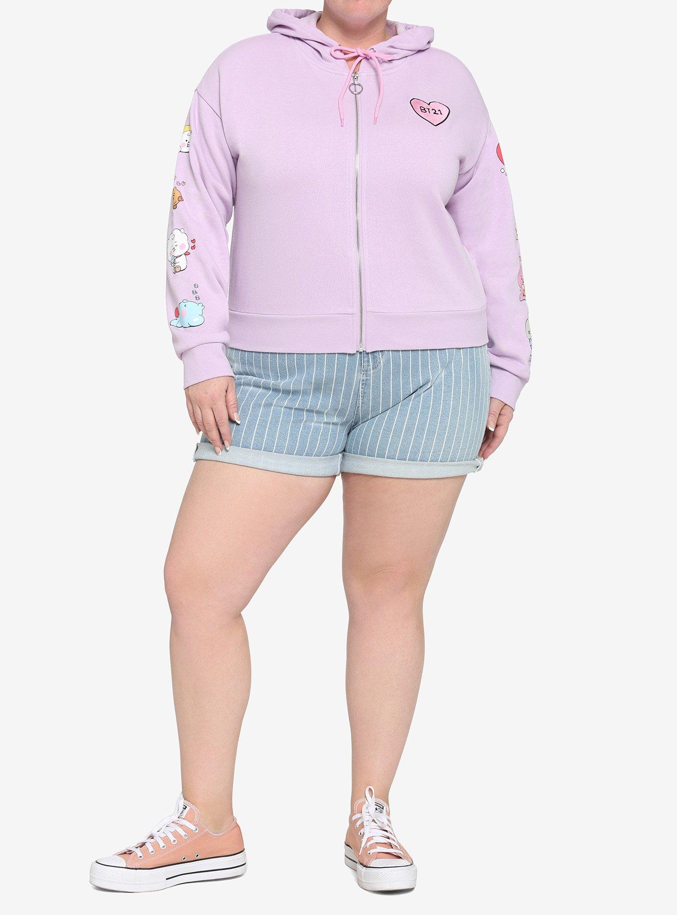 BT21 Little Buddy Girls Crop Hoodie Plus Size, MULTI, alternate