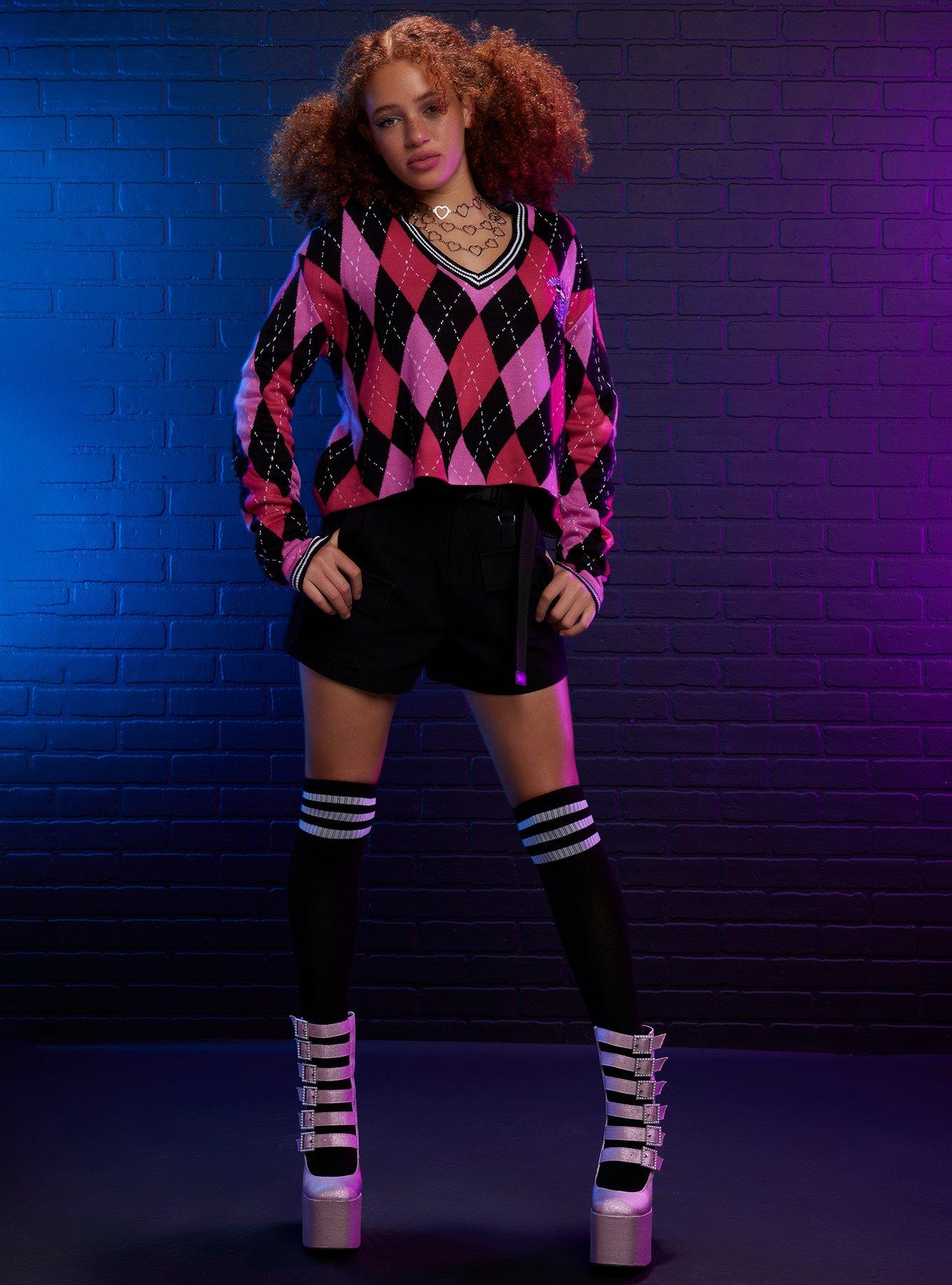 Monster High Argyle Skimmer Girls Sweater, BLACK, alternate