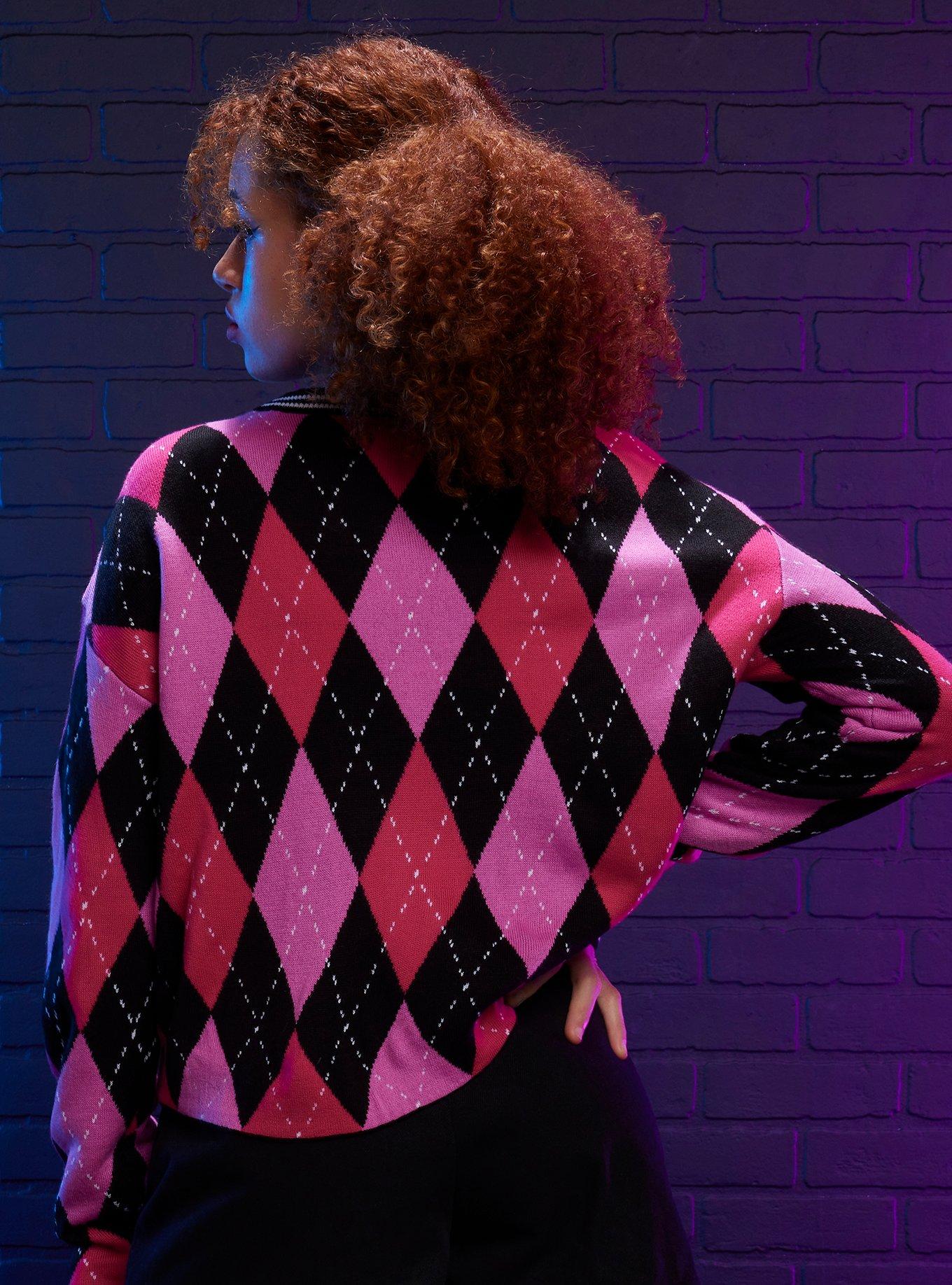 Monster High Argyle Skimmer Girls Sweater, BLACK, alternate