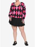 Monster High Argyle Skimmer Girls Sweater Plus Size, BLACK, alternate