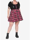 Monster High Plaid Skull Suspender Skirt Plus Size, BLACK, alternate