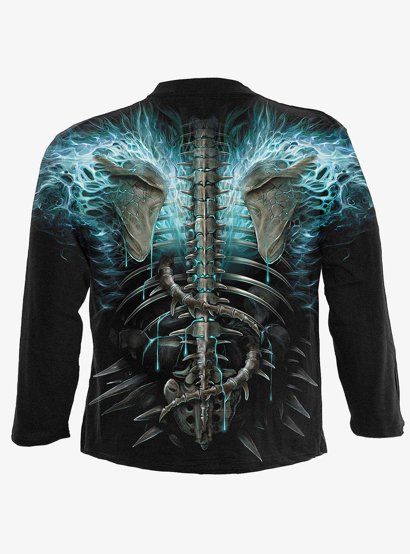 Flaming Spine Allover Long-Sleeve T-Shirt, BLACK, alternate